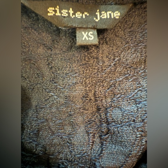 Sister Jane Navy Blue Balloon Sleeve Embroidered Dress Size XS - Picture 10 of 12